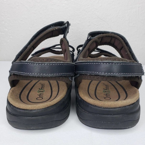Orthofeet Black Cambria Diabetic Sandals Mens Comfort Shoes Walking - Picture 6 of 13